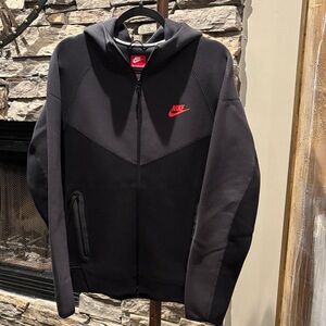 Nike Men's Black Performance Jacket with Red Logo